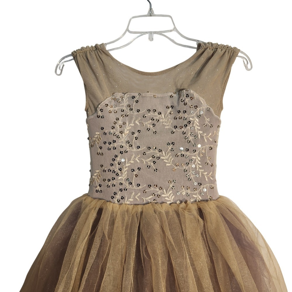 Weissman Kids Dance Costume Gold Purple Tulle Sequined Tutu Dress 12413 MC 10-12